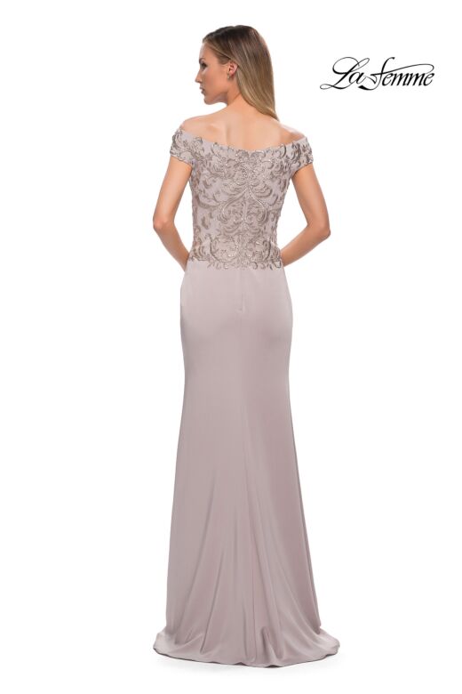 La Femme 29331 Embroidered Bodice Off The Shoulder Dress