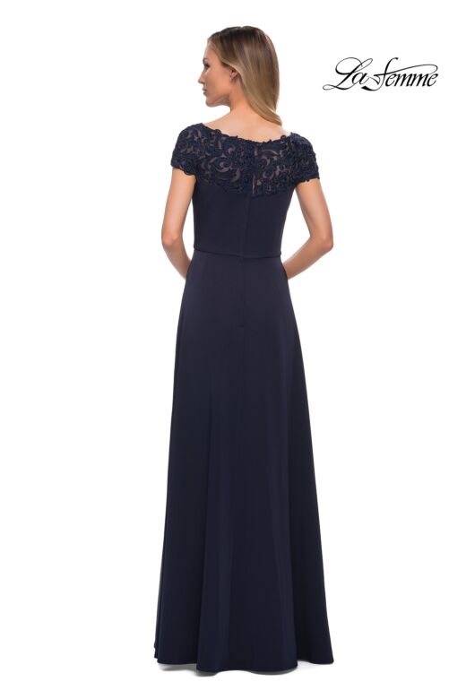 La Femme 29511 Lace Neckline Cap Sleeve Dress