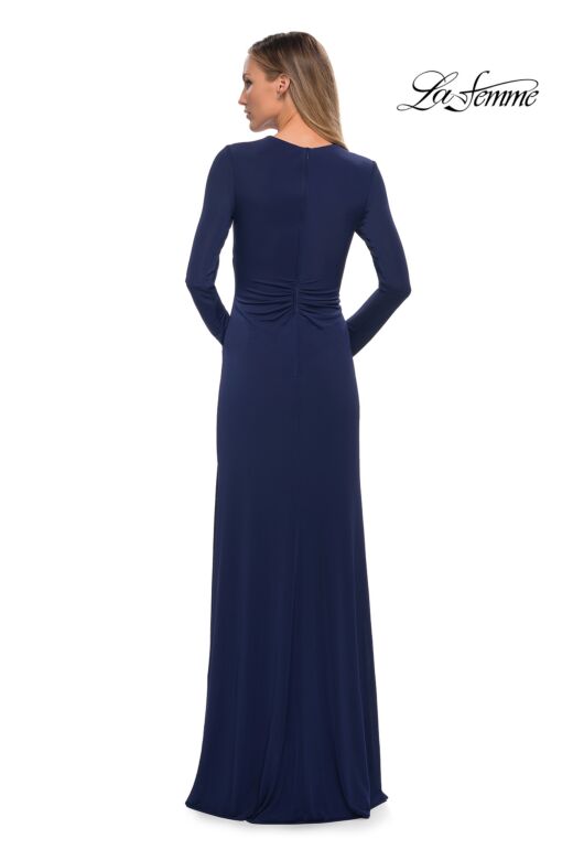 La Femme 29535 Ruched Midriff Long Sleeve Dress