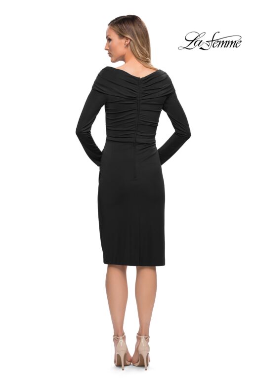 La Femme 29746 Portrait Neckline Long Sleeve Dress