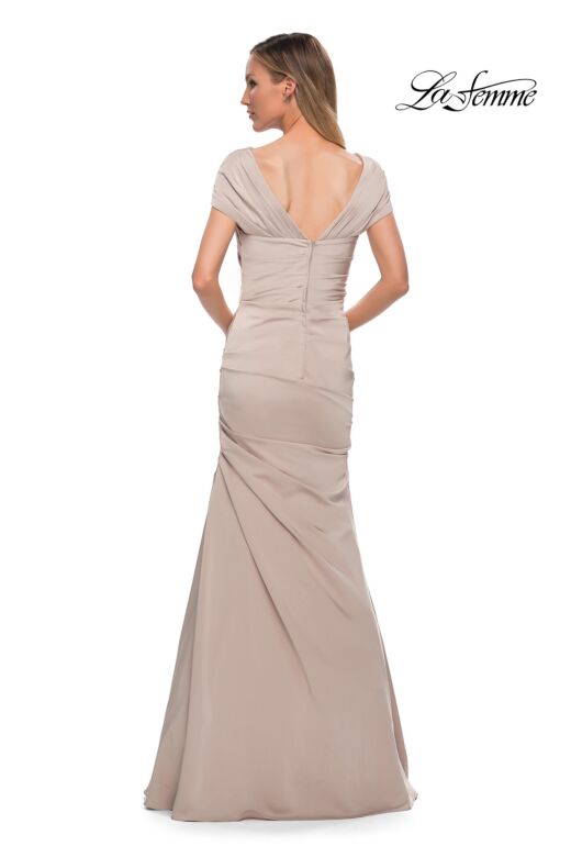 La Femme 29805 Cap Sleeves Ruched Dress