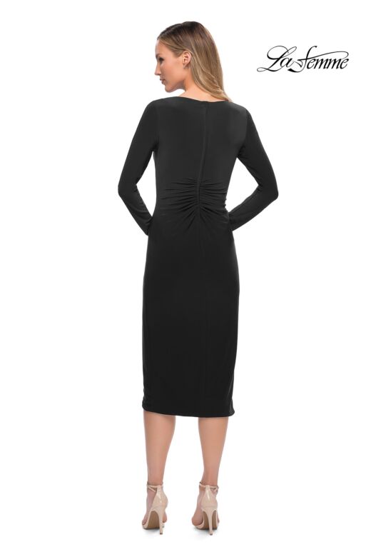 La Femme 29812 Faux Wrap Long Sleeve Dress