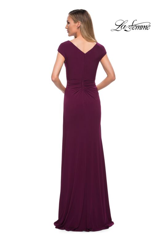 La Femme 29814 Cap Sleeves Ruched Dress