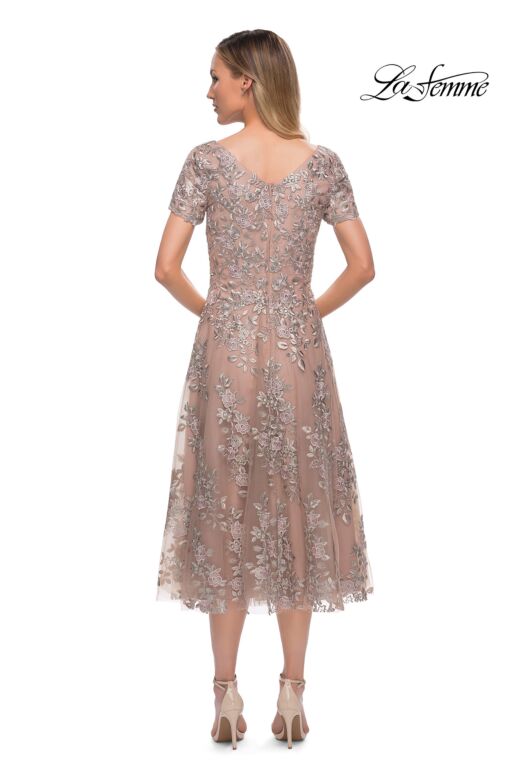 La Femme 29830 Boat Neckline Embroidered Dress