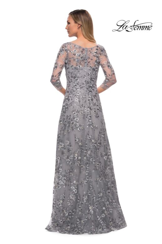La Femme 29903 Sequin Lace Illusion Sleeves Dress