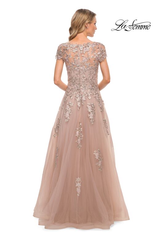 La Femme 29829 Cap Sleeves Embroidered Dress