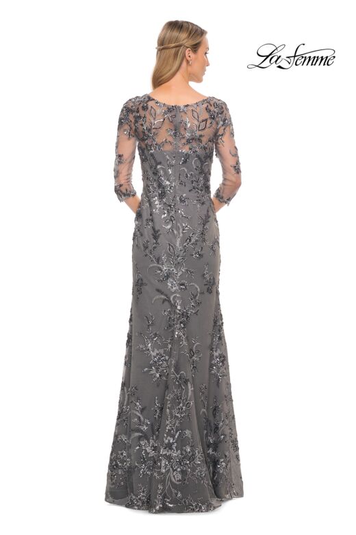 La Femme 29976 Illusion Sleeves Floral Dress