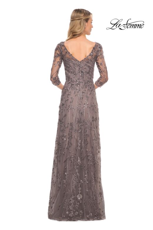 La Femme 29994 Floral Embroidery V-Neck Dress