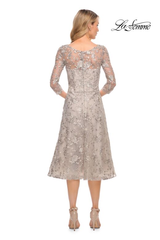 La Femme 30004 Illusion Sleeves Beaded Lace Dress