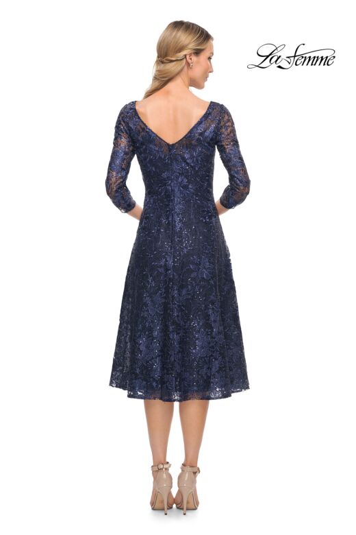 La Femme 30005 V-Back Sequin Lace Dress