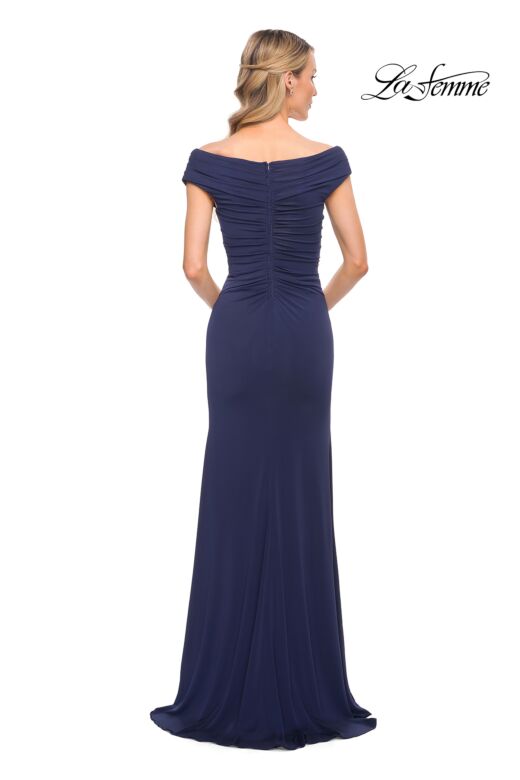 La Femme 30040 Hug Shoulder Neckline Ruched Dress