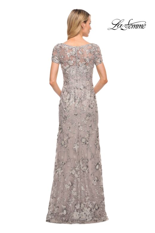 La Femme 30053 Scoop Neckline Beaded Lace Dress