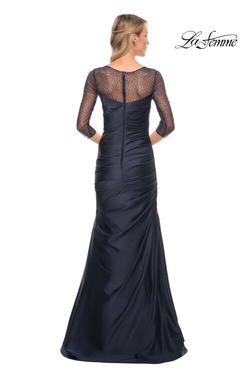 La Femme 30138 Illusion Sleeves Ruched Dress