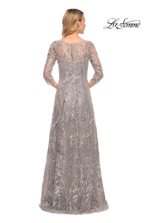 La Femme 30161 Sheer Neckline Embroidered Dress
