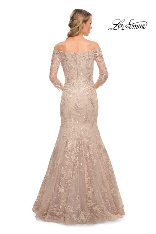 La Femme 30164 Trumpet Silhouette Embroidered Dress