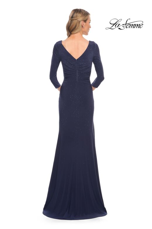 La Femme 30177 Faux Wrap Beaded Jersey Dress