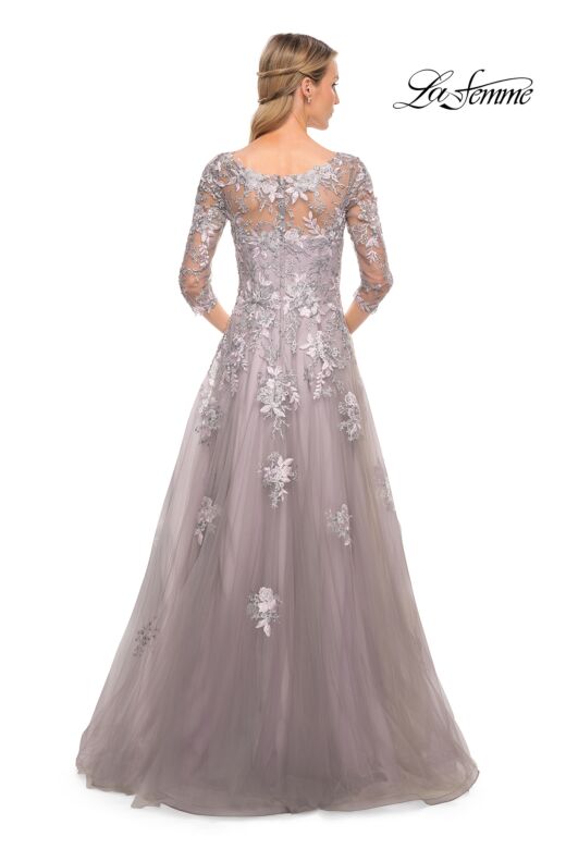 La Femme 30229 V-Neck Beaded Embroidery Dress