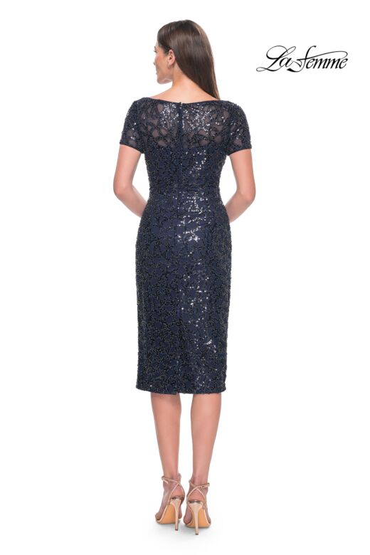 La Femme 30043 Short Sleeve Illusion Neck Dress