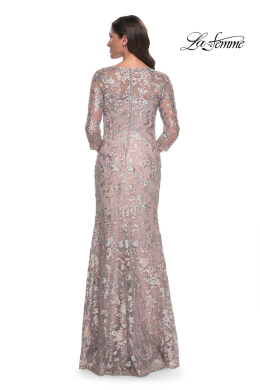 La Femme 30081 Floral Scoop Neck Fit-And-Flare Dress