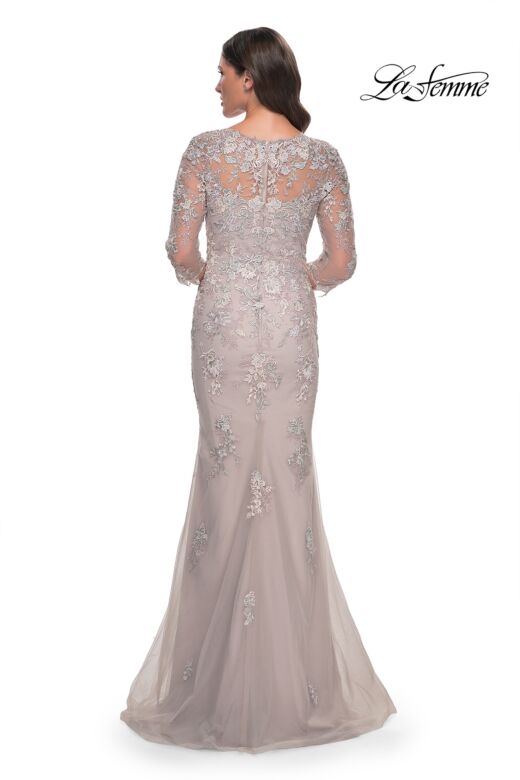 La Femme 30200 Court Neck Three-Quarter Sleeve Dress