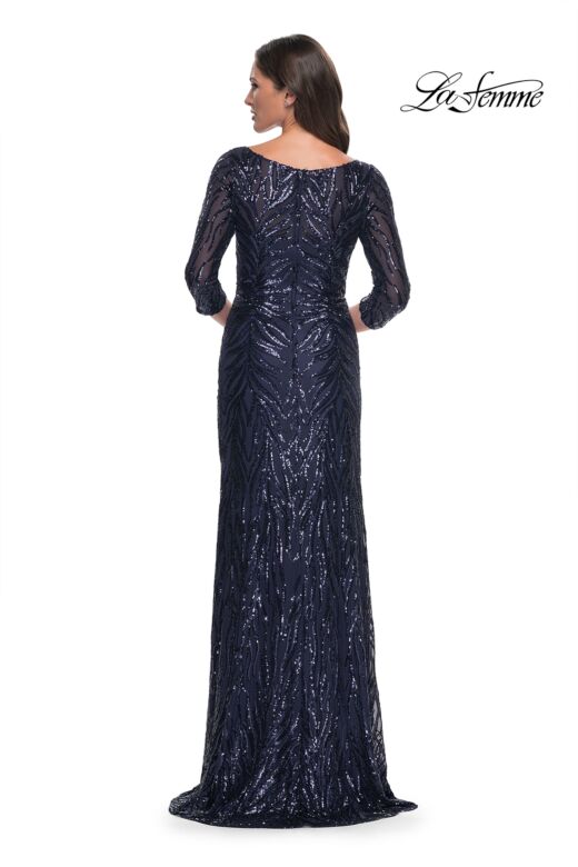 La Femme 30807 Three-Quarter Sleeve Sequin Dress