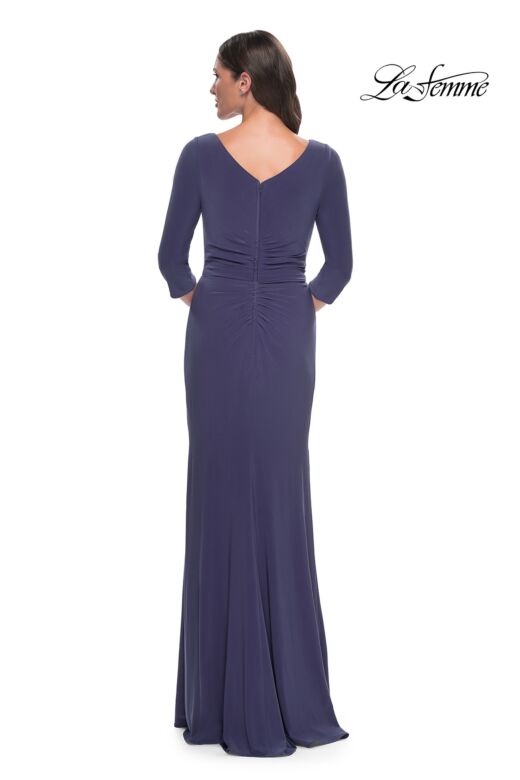La Femme 30814 Faux-Wrap Skirt Scoop Neck Dress