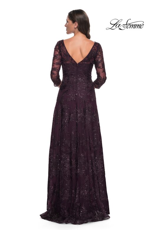 La Femme 30835 Bateau Neck A-Line Lace Dress