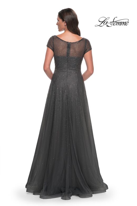 La Femme 30852 Illusion Short Sleeve A-Line Dress