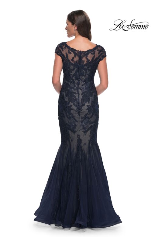 La Femme 30876 Illusion Cap Sleeve Mermaid Dress