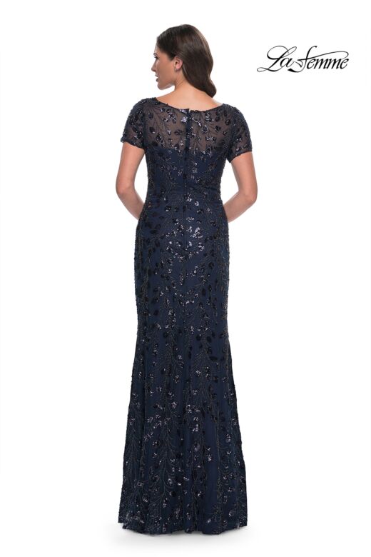 La Femme 30877 Illusion Scoop Neck Column Dress