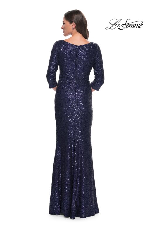 La Femme 30879 Three-Quarter Sleeve Sequin Dress