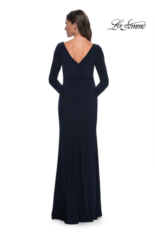 La Femme 30881 Long Sleeve V-Back Dress
