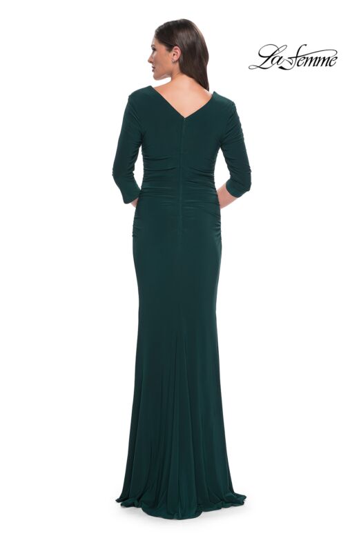 La Femme 30883 Square Neck Ruched Sides Dress