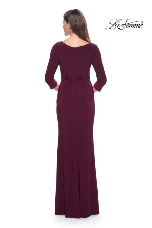 La Femme 30967 V-Neck Side Drape Dress