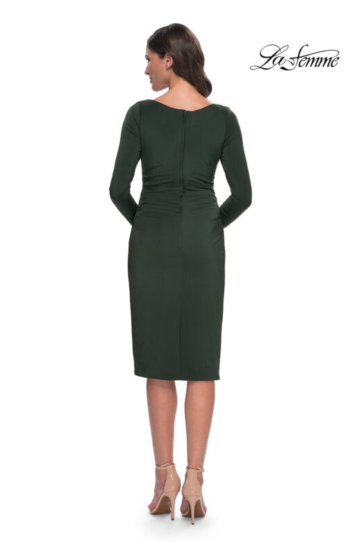 La Femme 31015 Long Sleeve Ruched Side Dress
