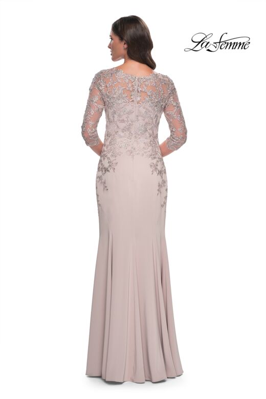 La Femme 31194 Three-Quarter Sleeve V-Neck Dress
