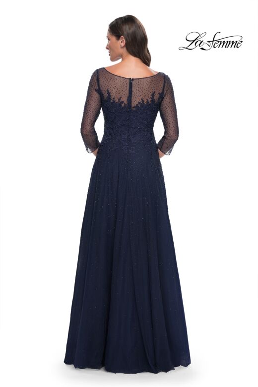 La Femme 31235 Appliqued Bodice Beaded A-Line Dress