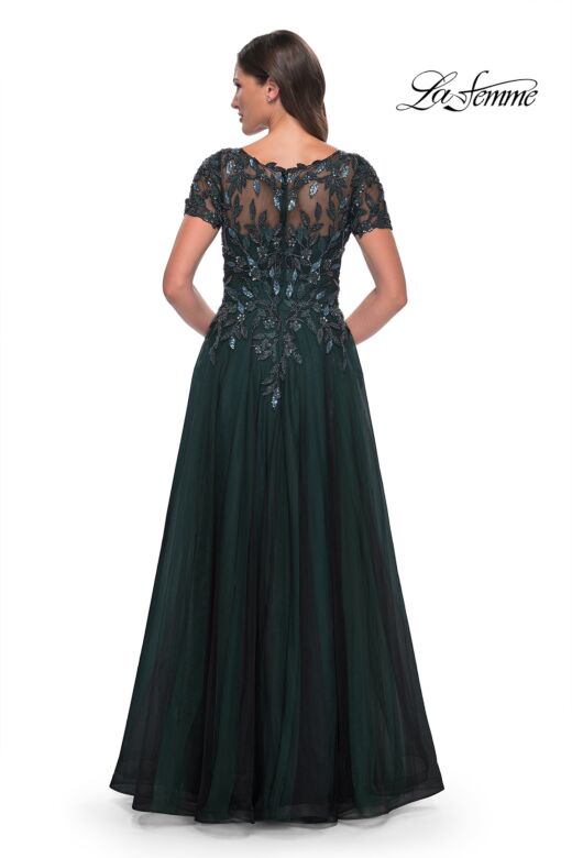 La Femme 31267 Beaded Bodice Short Sleeve Dress