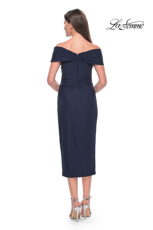 La Femme 30109 Off-The-Shoulder Asymmetric Neck Dress