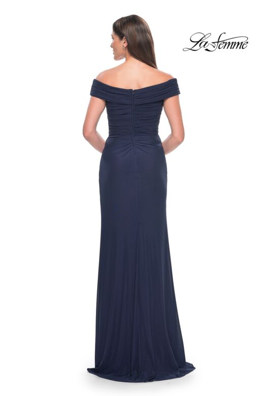 La Femme 31677 Off-The-Shoulder Draped Bodice Dress