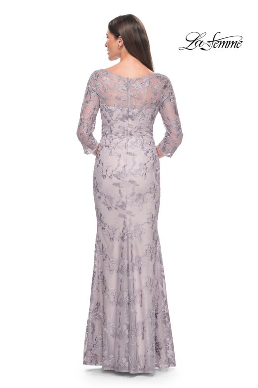 La Femme 31684 Illusion Sleeve Slim-Flare Dress