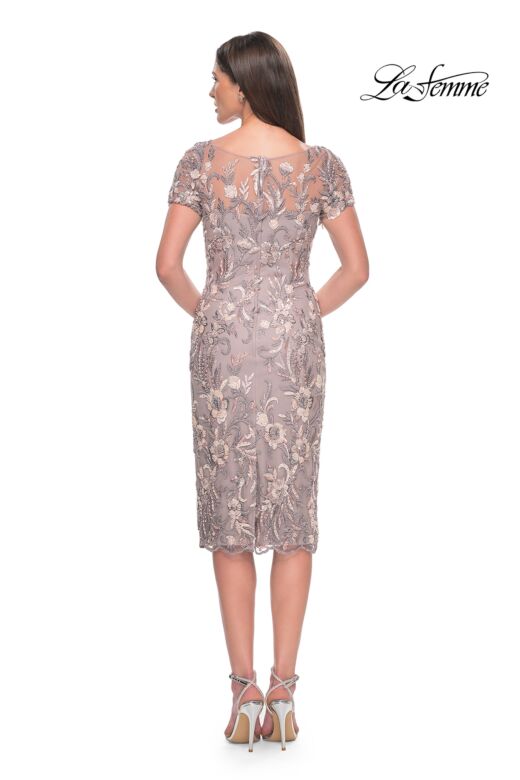 La Femme 31775 Scallop Hem Back Slit Dress