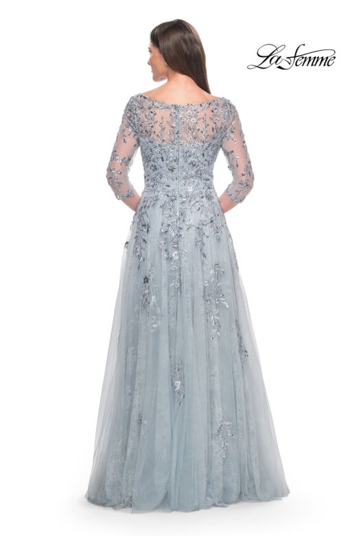 La Femme 31795 Bateau Neck A-Line Lace Dress