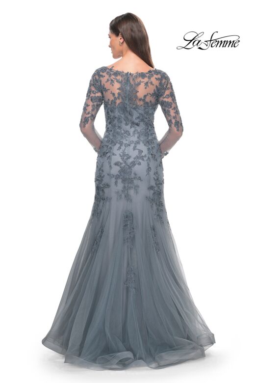 La Femme 31887 Illusion Sleeve Fit-And-Flare Dress