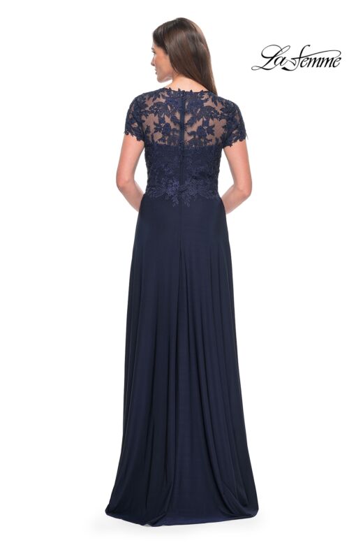 La Femme 31906 Lace Applique Queen Anne Dress