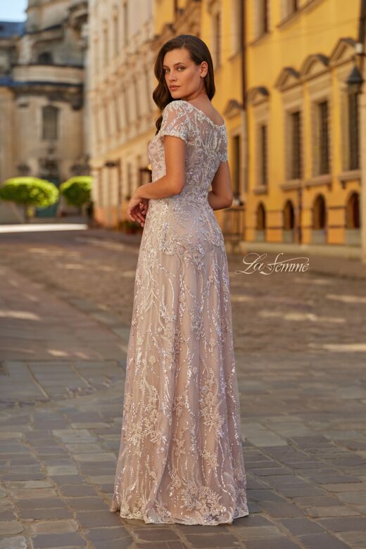La Femme 31838 Light Mauve Short Sleeve Dress