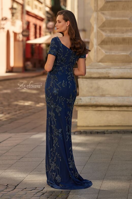 La Femme 33577 Navy Short Sleeve Dress
