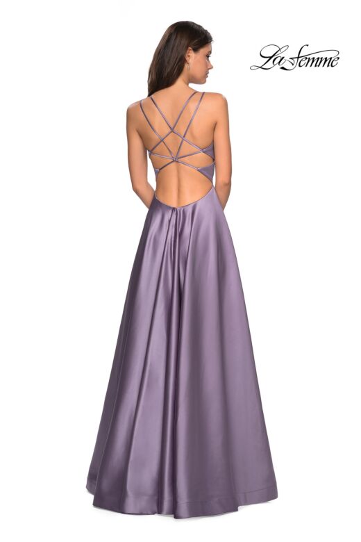 La Femme 26994 Plunging V-Neckline Open Crisscross Back Dress
