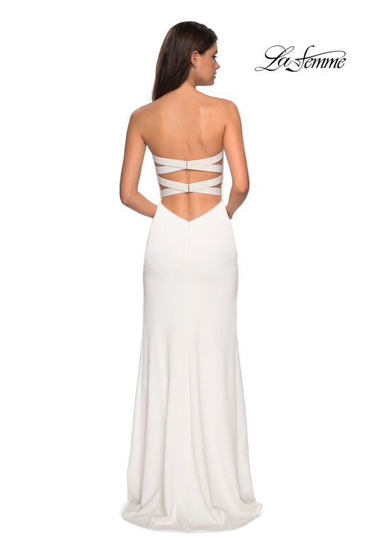 La Femme 27035 Crossover Skirt Strappy Back Dress