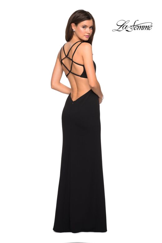 La Femme 27126 Asymmetrical Double Spaghetti Straps Dress